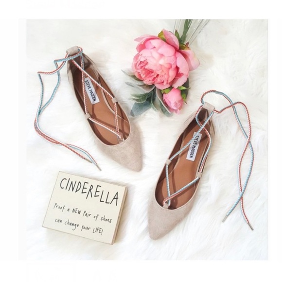 Shoes - Steve Madden Tan, Orange, and Blue Point Flats